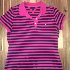 Tommy Hilfiger pink and navy striped T-shirt